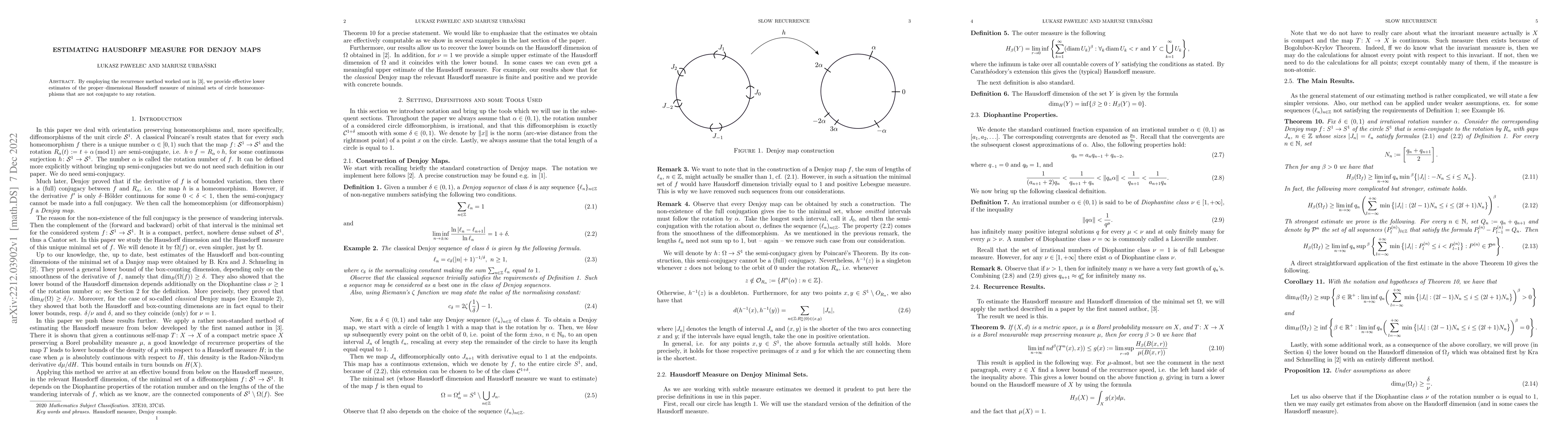 Thumbnail for Estimating Hausdorff measure for Denjoy maps