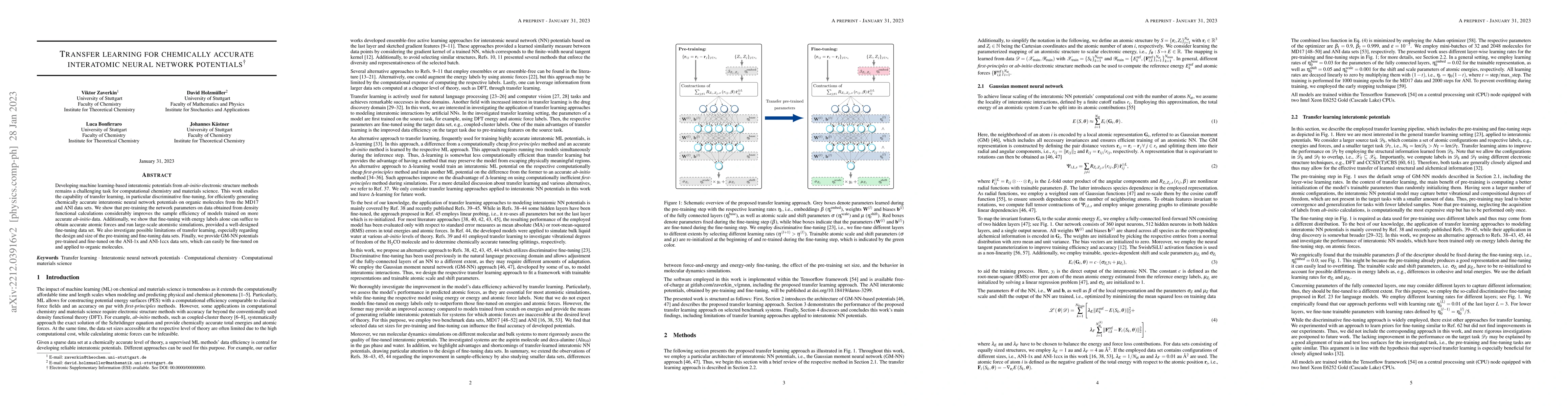 Thumbnail for Transfer learning for chemically accurate interatomic neural network
  potentials