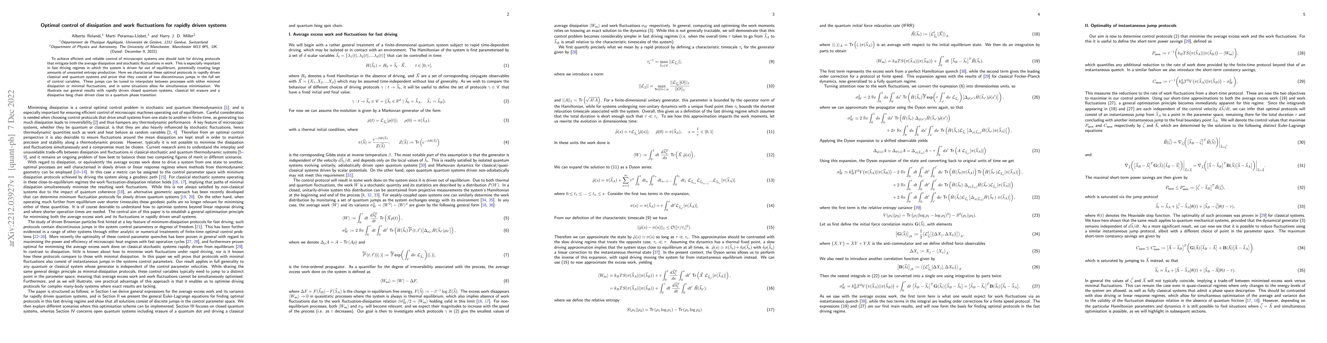 Thumbnail for Optimal control of dissipation and work fluctuations for rapidly driven
  systems