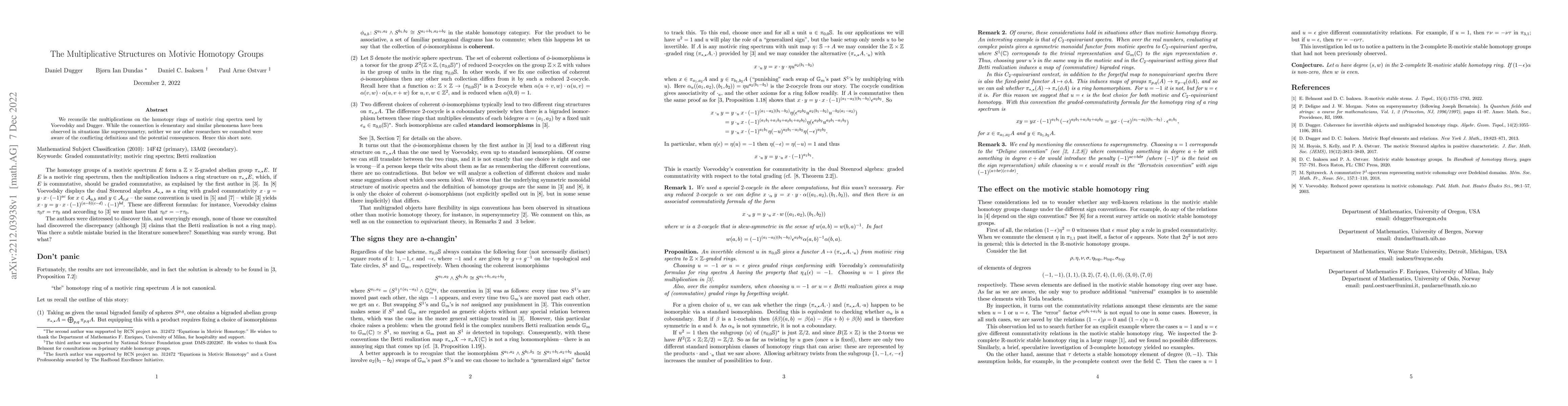 Thumbnail for The Multiplicative Structures on Motivic Homotopy Groups