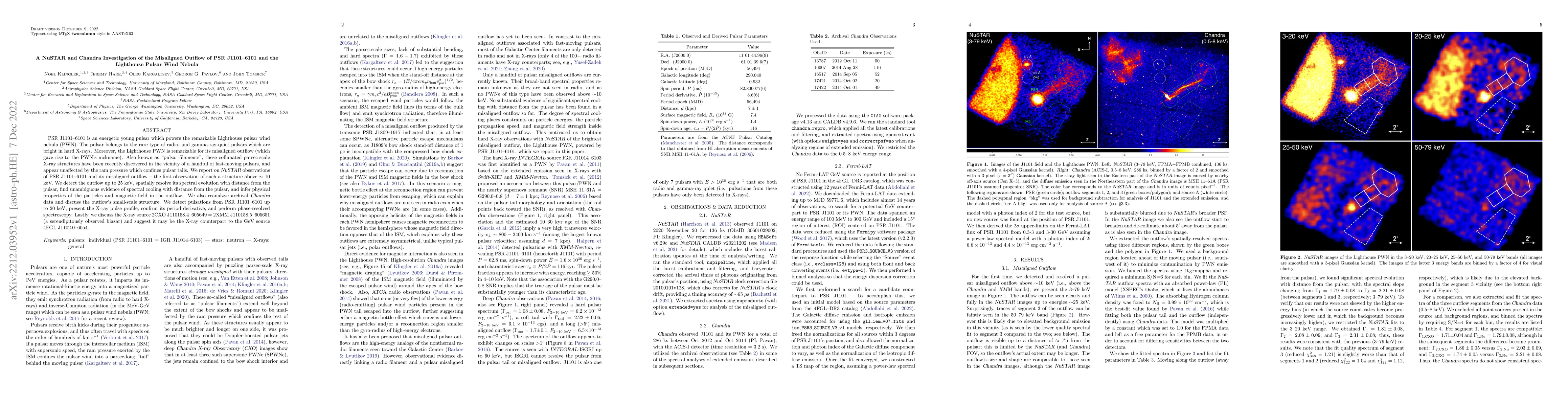 Thumbnail for A NuSTAR and Chandra Investigation of the Misaligned Outflow of PSR
  J1101-6101 and the Lighthouse Pulsar Wind Nebula