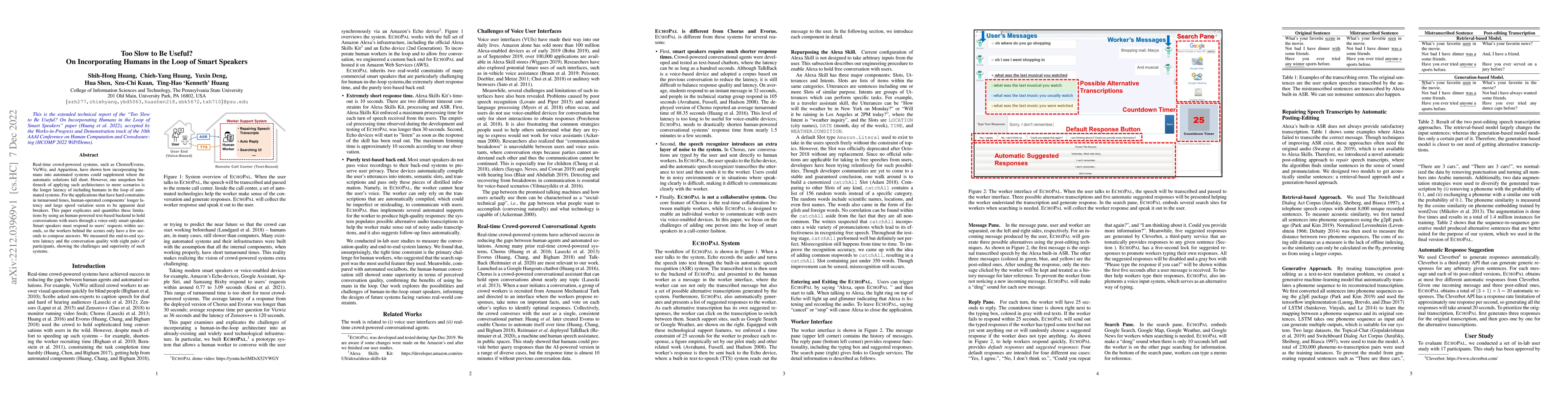 Thumbnail for Too Slow to Be Useful? On Incorporating Humans in the Loop of Smart
  Speakers