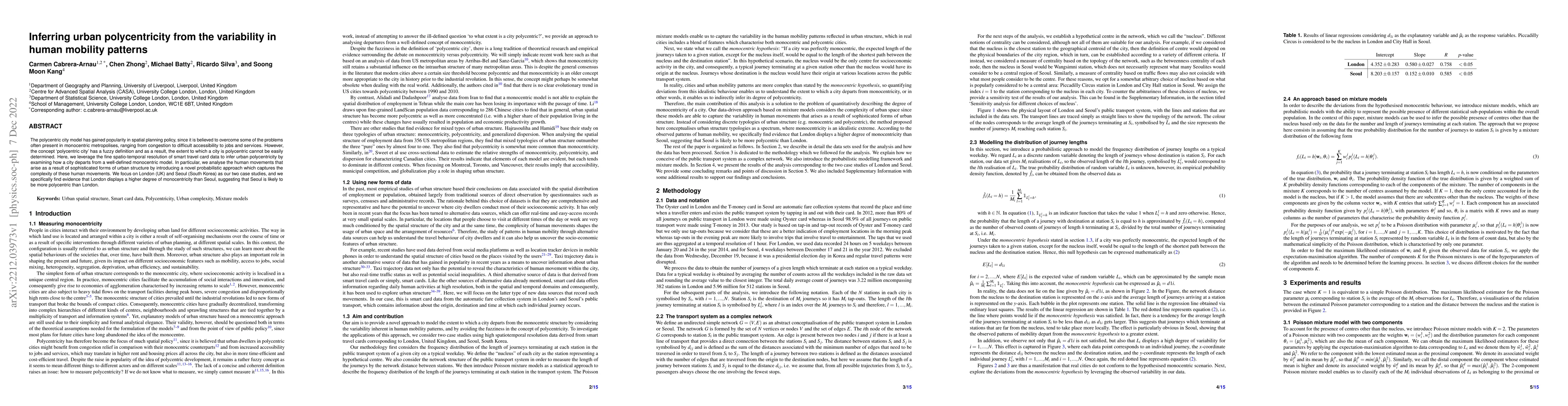 Thumbnail for Inferring urban polycentricity from the variability in human mobility
  patterns