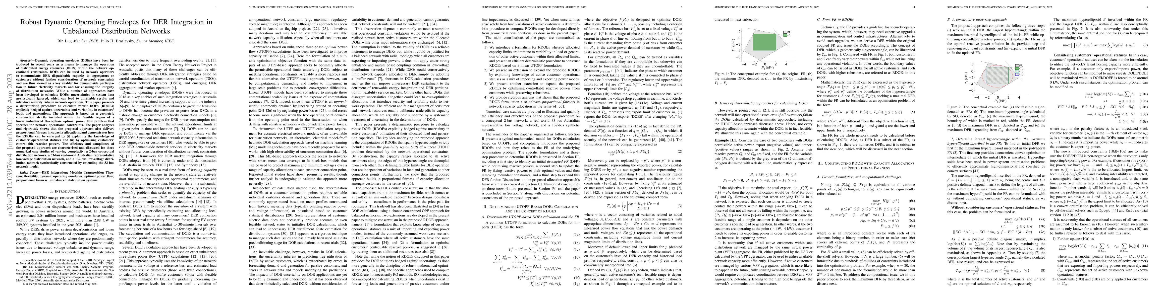 Thumbnail for Robust Dynamic Operating Envelopes for DER Integration in Unbalanced
  Distribution Networks