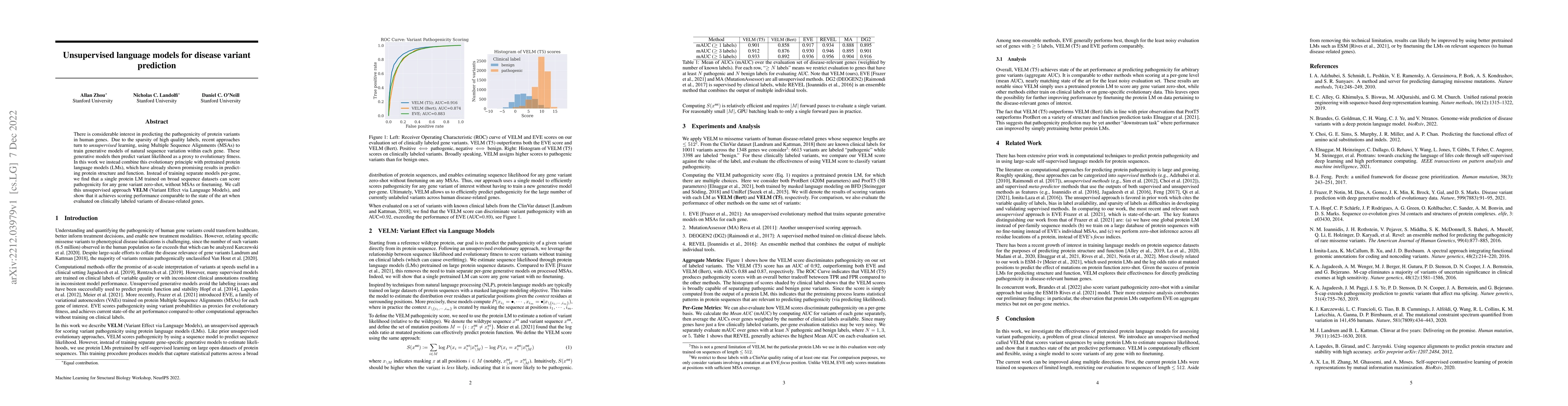 Thumbnail for Unsupervised language models for disease variant prediction