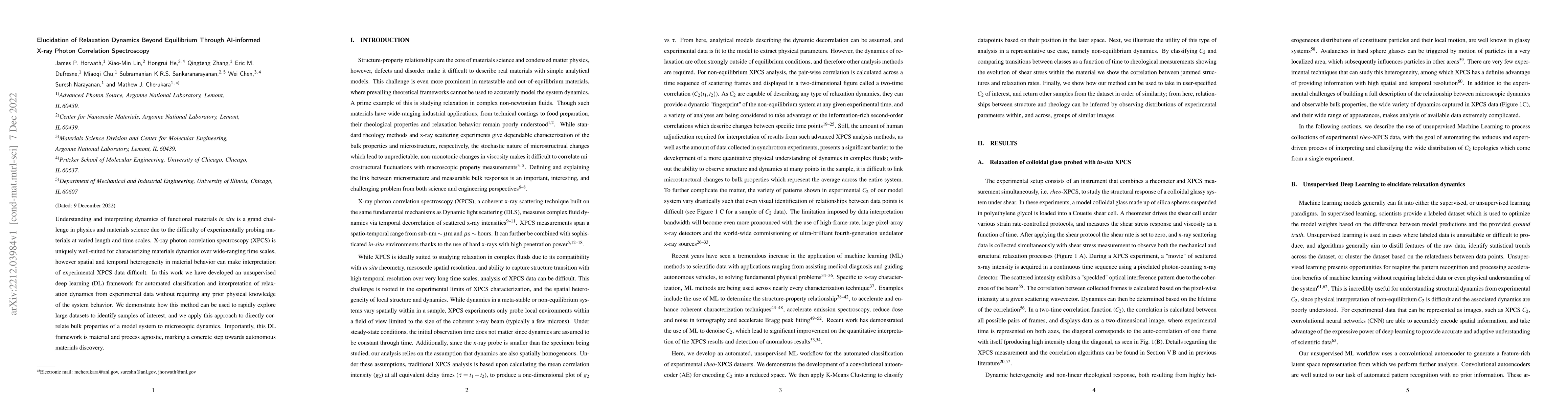 Thumbnail for Elucidation of Relaxation Dynamics Beyond Equilibrium Through
  AI-informed X-ray Photon Correlation Spectroscopy