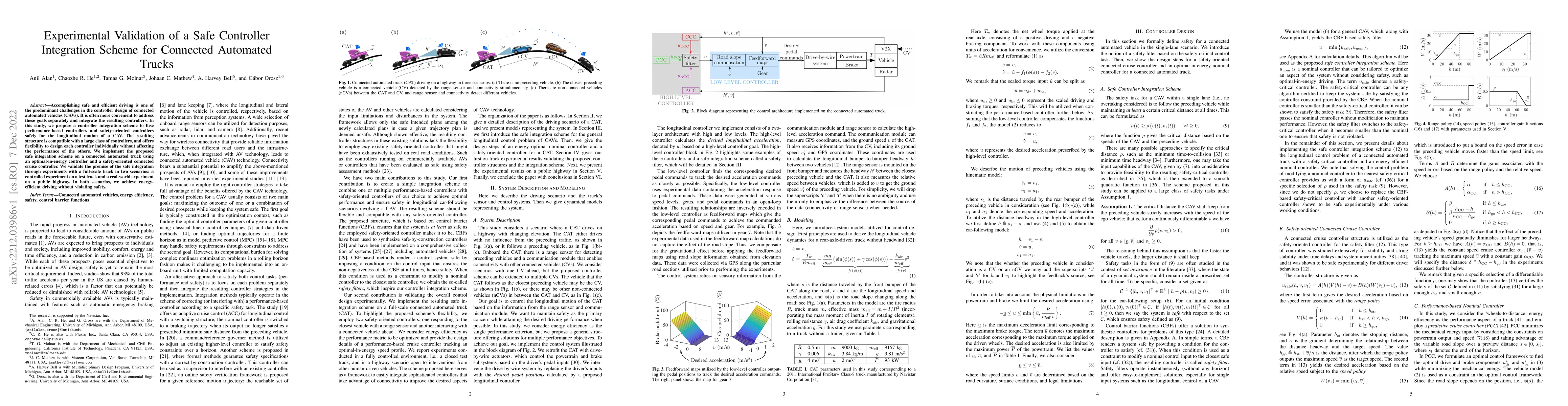 Thumbnail for Experimental Validation of a Safe Controller Integration Scheme for
  Connected Automated Trucks