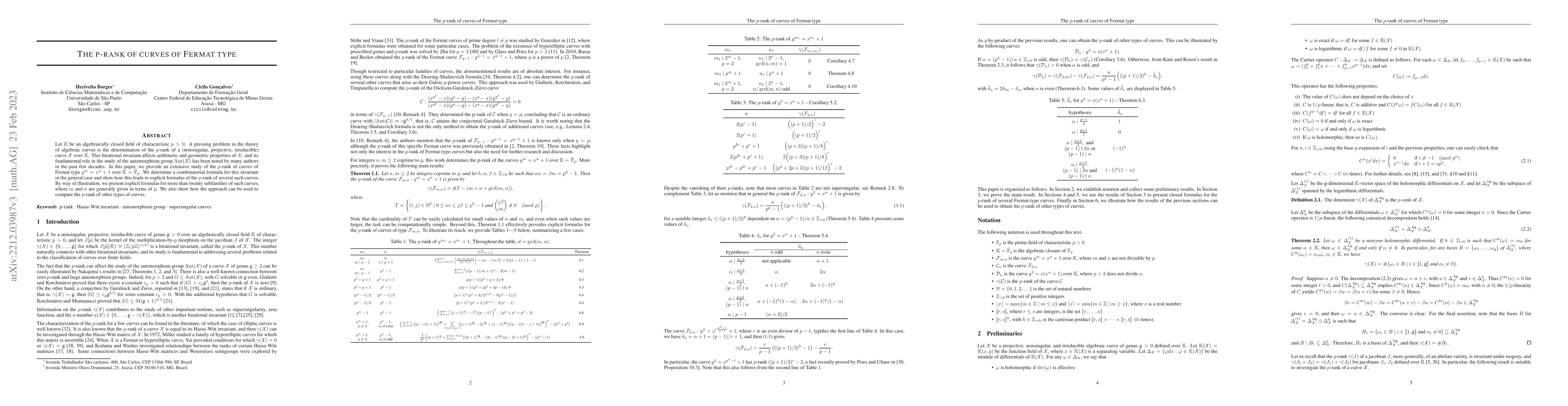 Thumbnail for The p-rank of curves of Fermat type