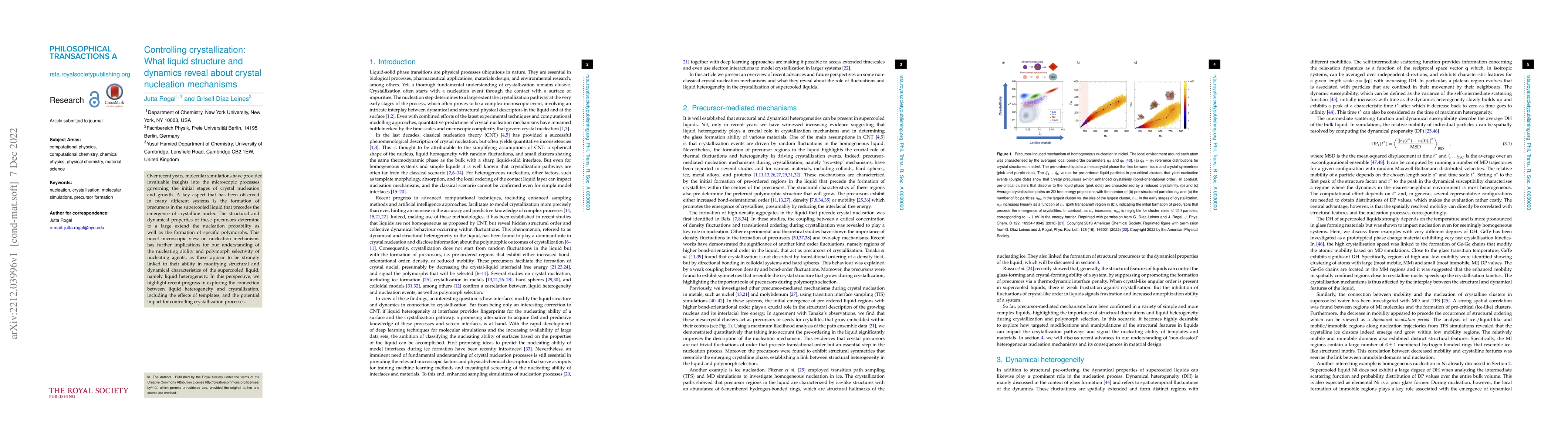 Thumbnail for Controlling crystallization: What liquid structure and dynamics reveal
  about crystal nucleation mechanisms