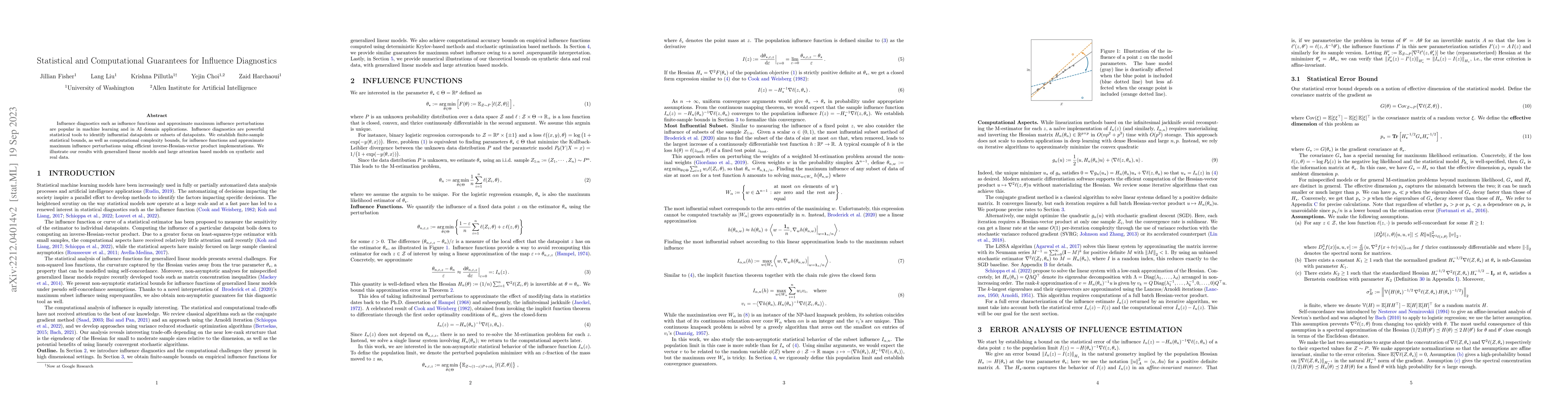 Thumbnail for Statistical and Computational Guarantees for Influence Diagnostics