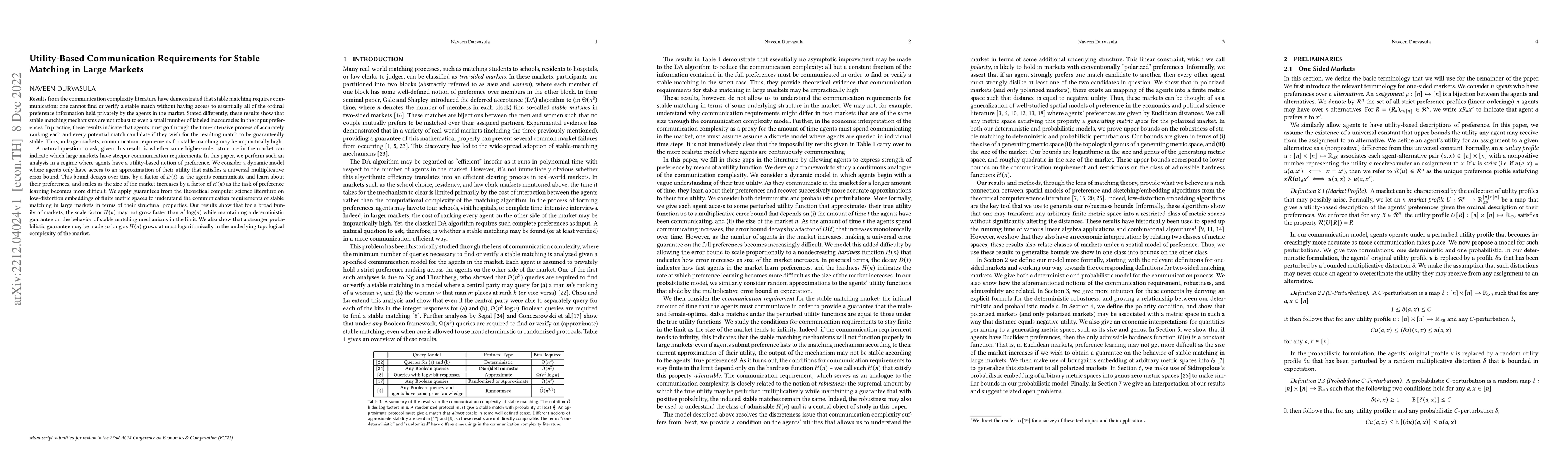 Thumbnail for Utility-Based Communication Requirements for Stable Matching in Large
  Markets