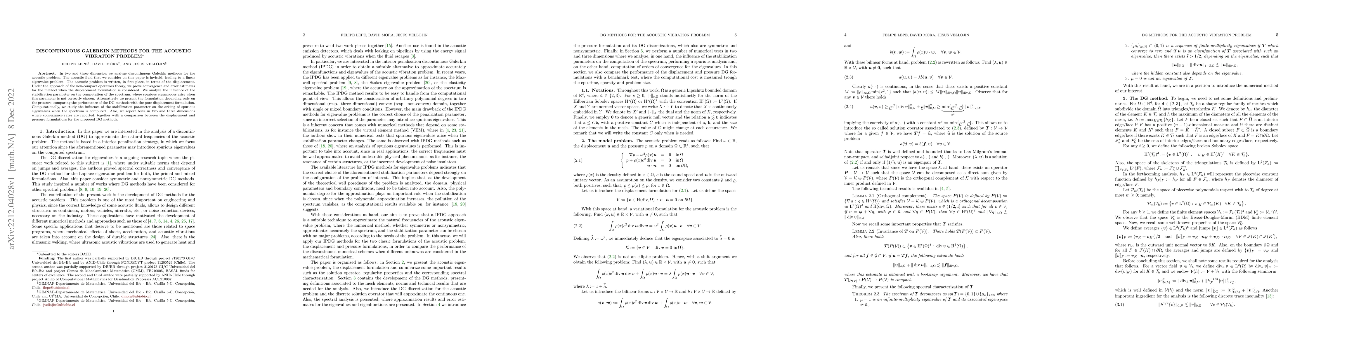 Thumbnail for Discontinuous Galerkin methods for the acoustic vibration problem