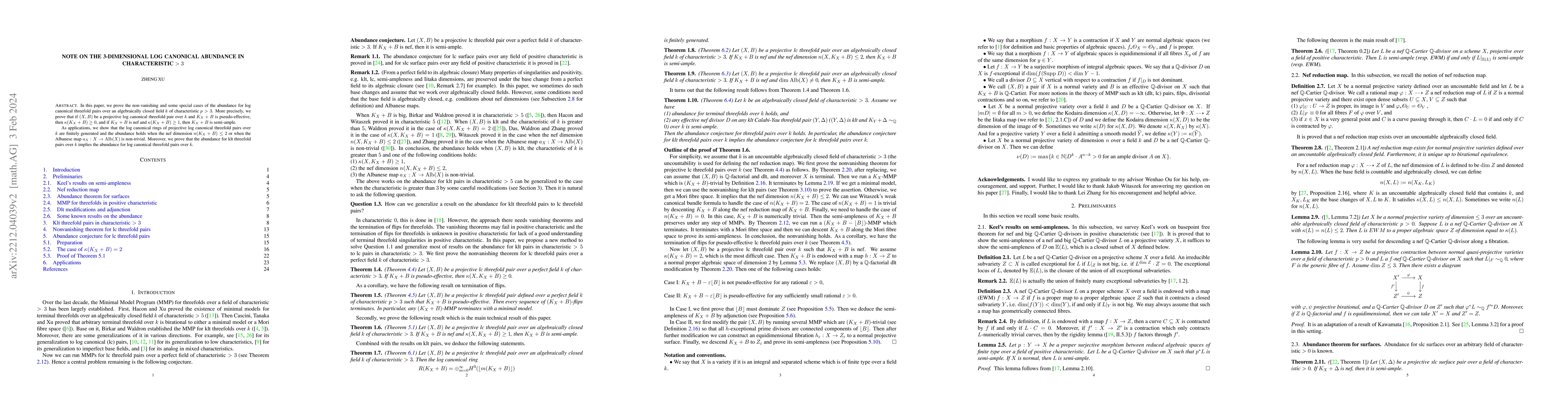 Thumbnail for Note on the 3-dimensional log canonical abundance in characteristic $>3$