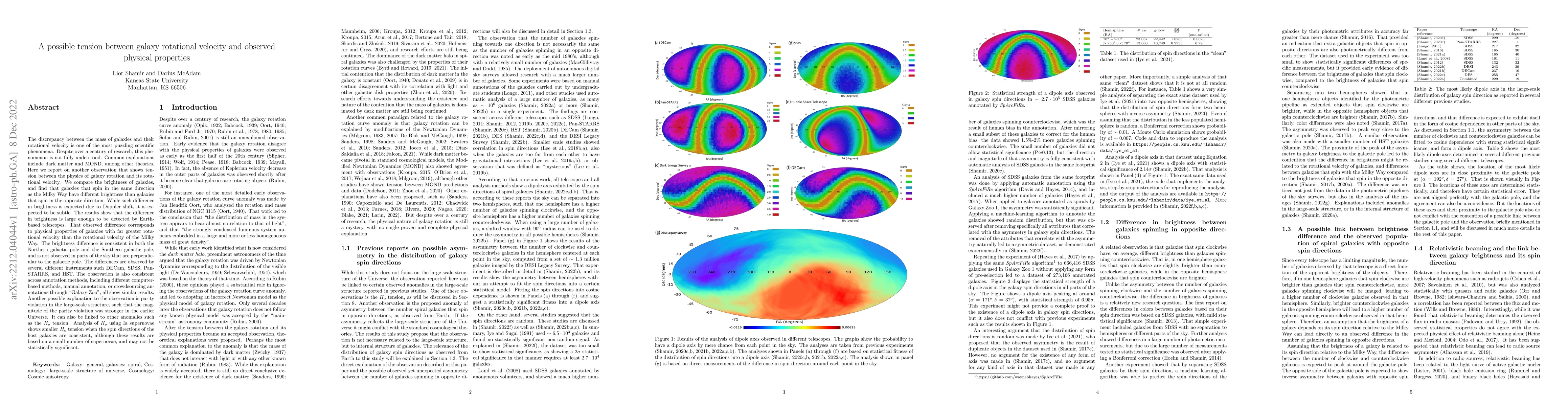 Thumbnail for A possible tension between galaxy rotational velocity and observed
  physical properties