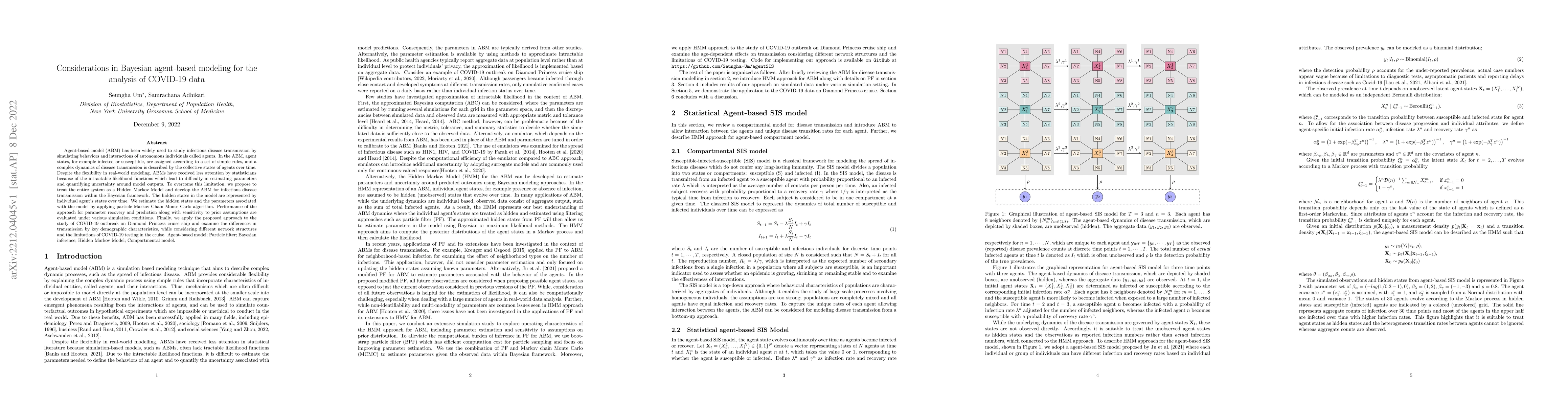 Thumbnail for Considerations in Bayesian agent-based modeling for the analysis of
  COVID-19 data