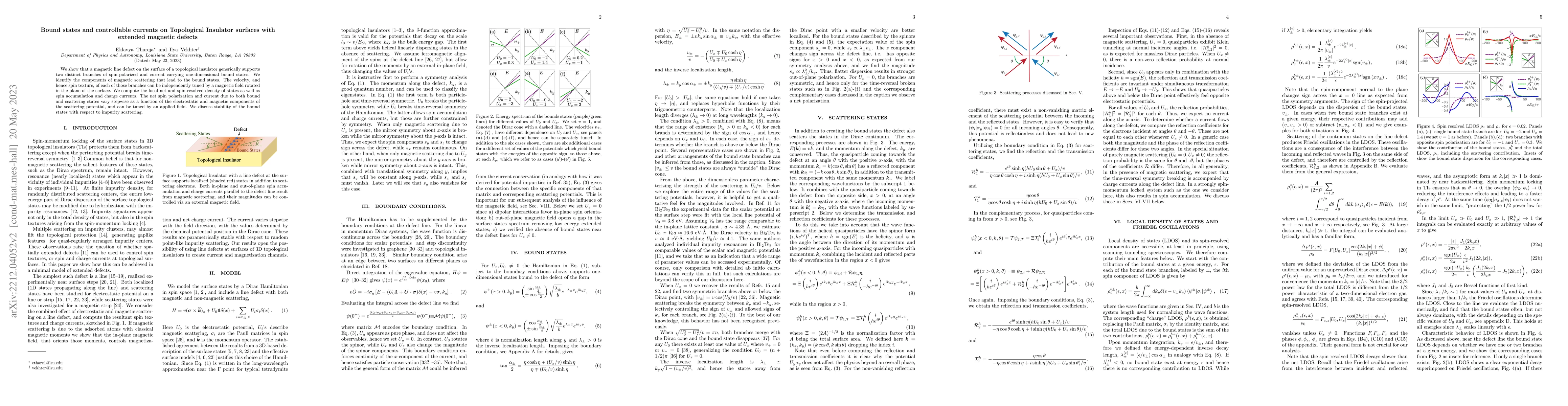 Thumbnail for Bound states and controllable currents on Topological Insulator surfaces
  with extended magnetic defects