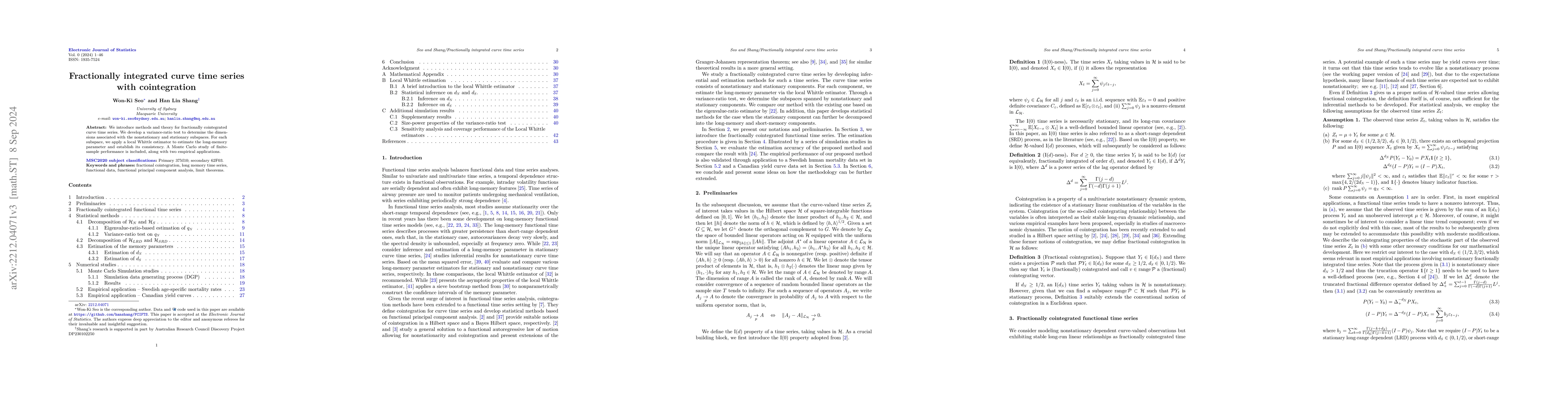 Thumbnail for Fractionally integrated curve time series with cointegration