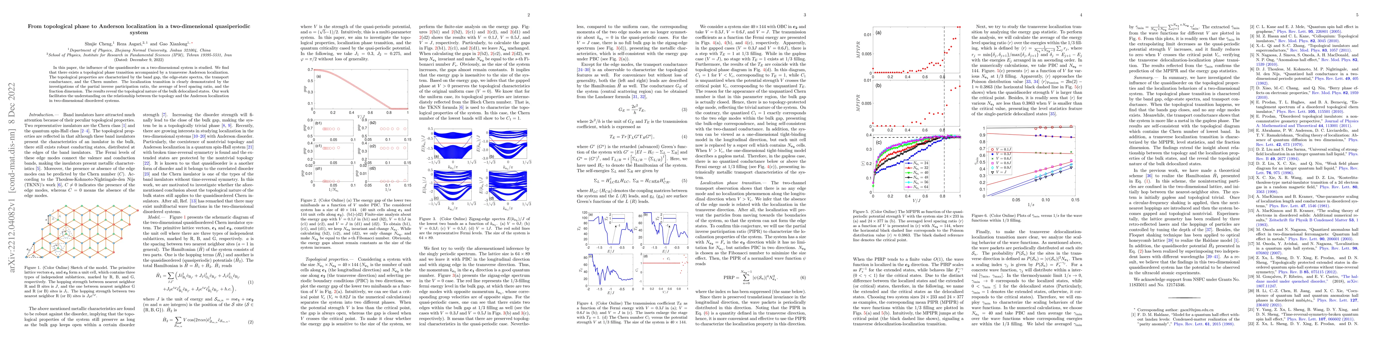 Thumbnail for From topological phase to Anderson localization in a two-dimensional
  quasiperiodic system