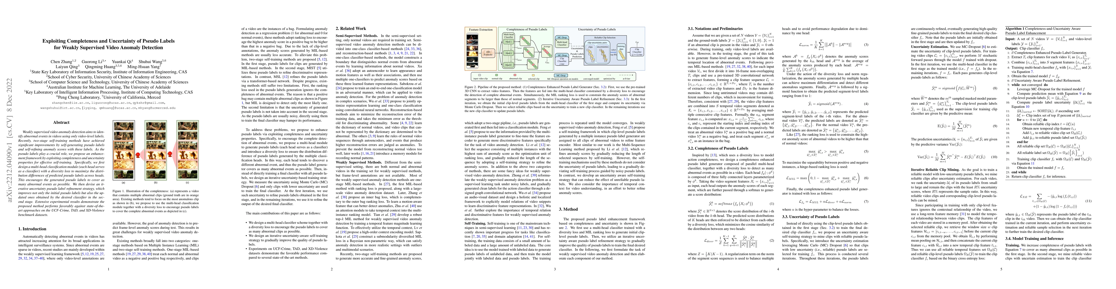 Thumbnail for Exploiting Completeness and Uncertainty of Pseudo Labels for Weakly
  Supervised Video Anomaly Detection