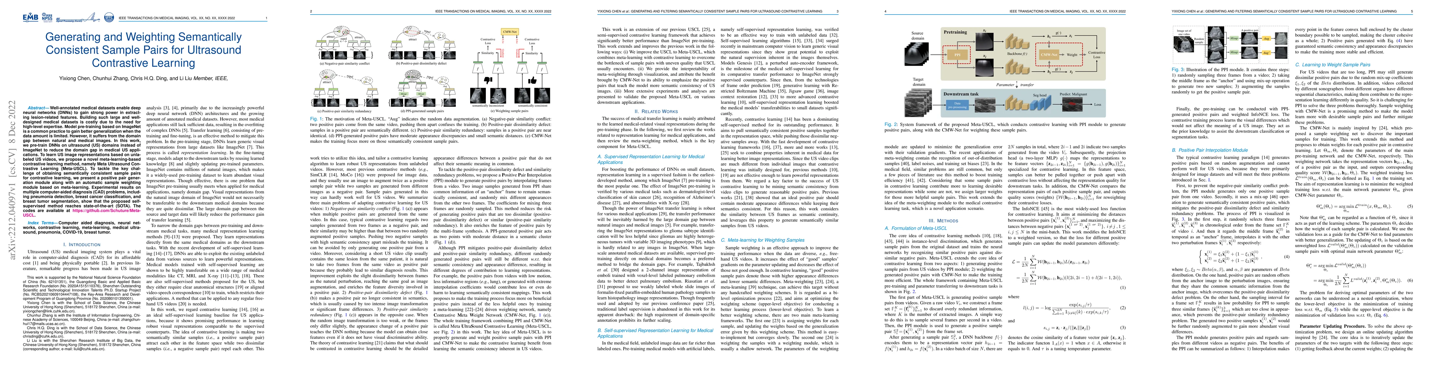 Thumbnail for Generating and Weighting Semantically Consistent Sample Pairs for
  Ultrasound Contrastive Learning