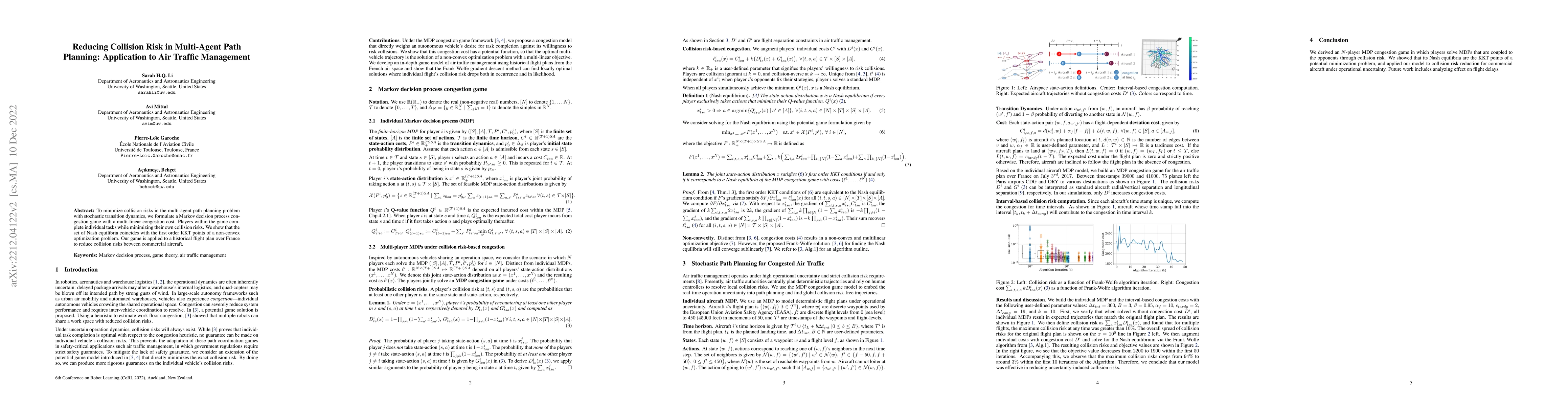 Thumbnail for Reducing Collision Risk in Multi-Agent Path Planning: Application to Air
  traffic Management