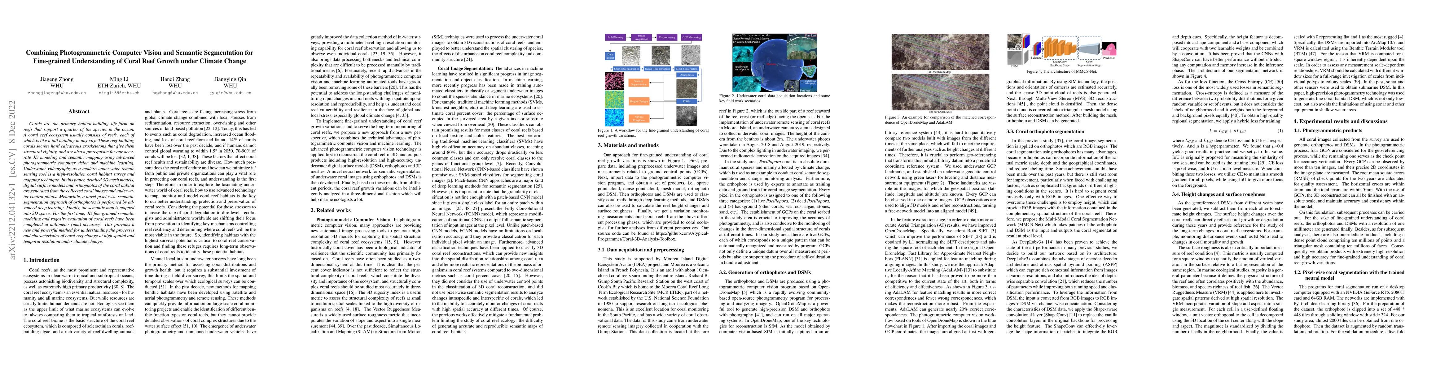 Thumbnail for Combining Photogrammetric Computer Vision and Semantic Segmentation for
  Fine-grained Understanding of Coral Reef Growth under Climate Change