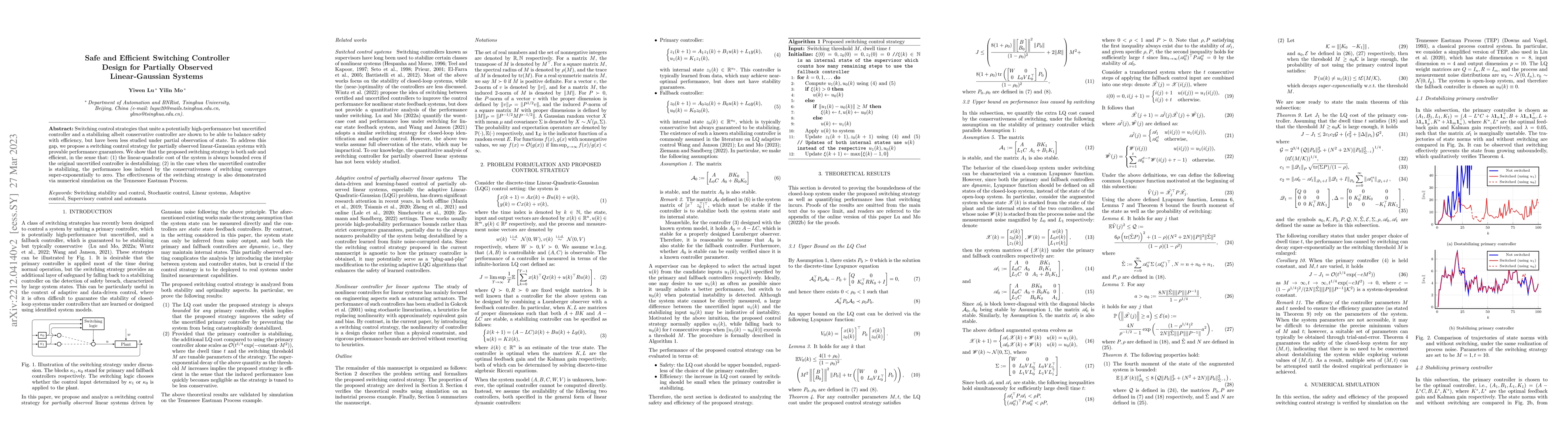 Thumbnail for Safe and Efficient Switching Controller Design for Partially Observed
  Linear-Gaussian Systems