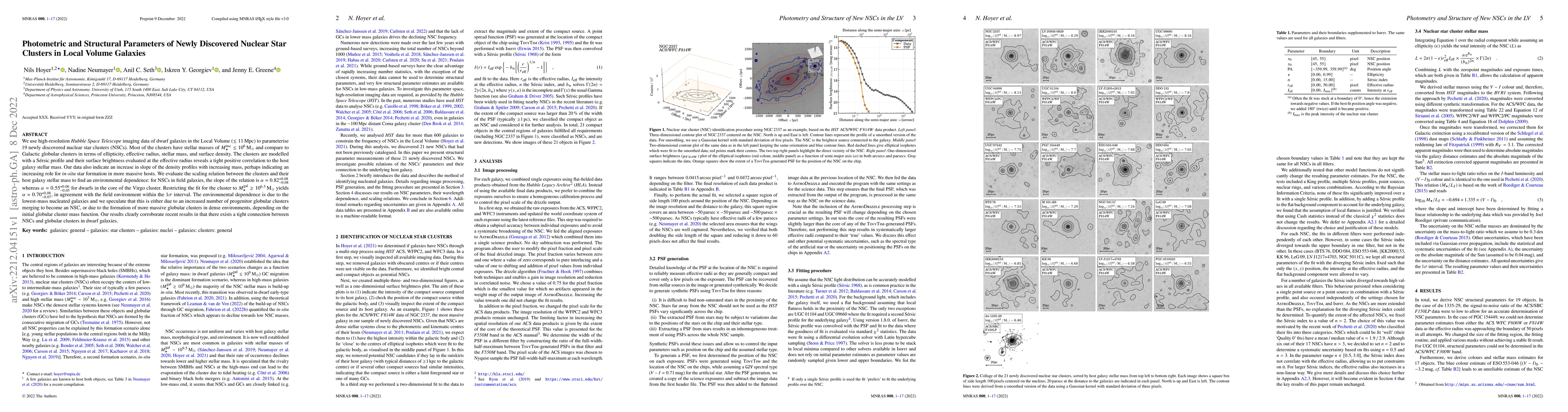 Thumbnail for Photometric and Structural Parameters of Newly Discovered Nuclear Star
  Clusters in Local Volume Galaxies