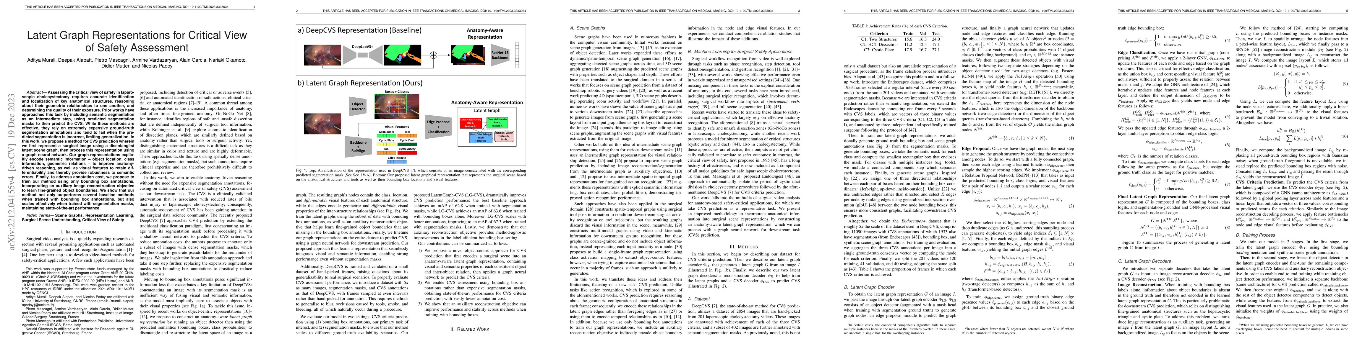 Thumbnail for Latent Graph Representations for Critical View of Safety Assessment