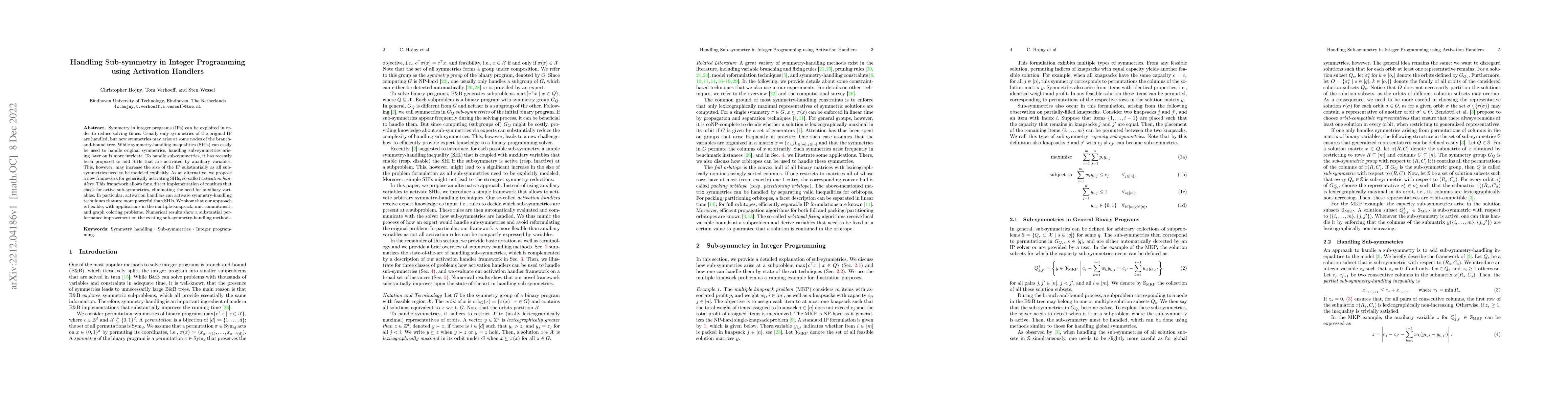 Thumbnail for Handling Sub-symmetry in Integer Programming using Activation Handlers