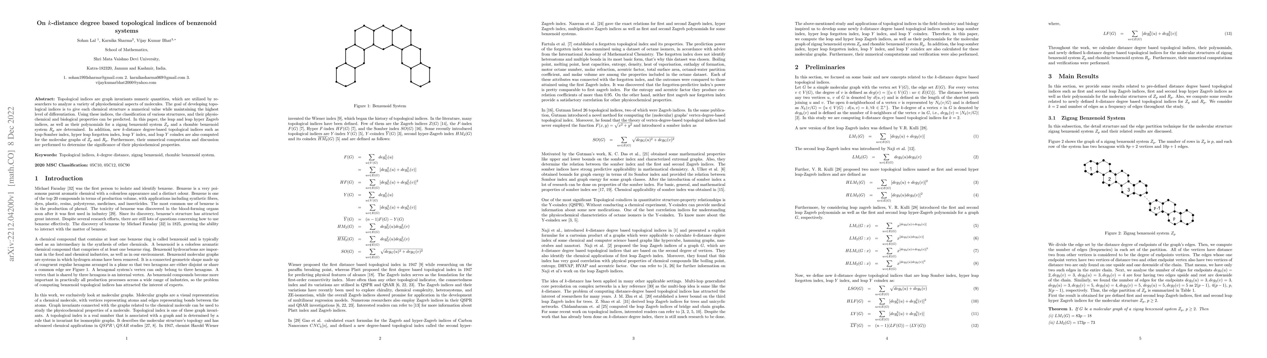 Thumbnail for On k-distance degree based topological indices of benzenoid systems