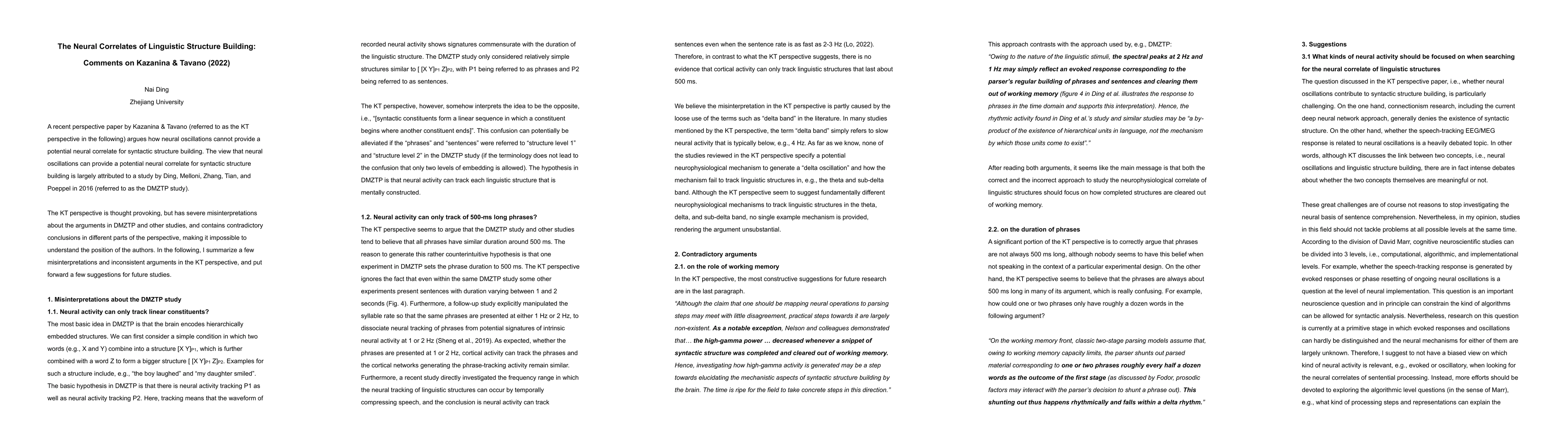 Thumbnail for The Neural Correlates of Linguistic Structure Building: Comments on
  Kazanina & Tavano (2022)