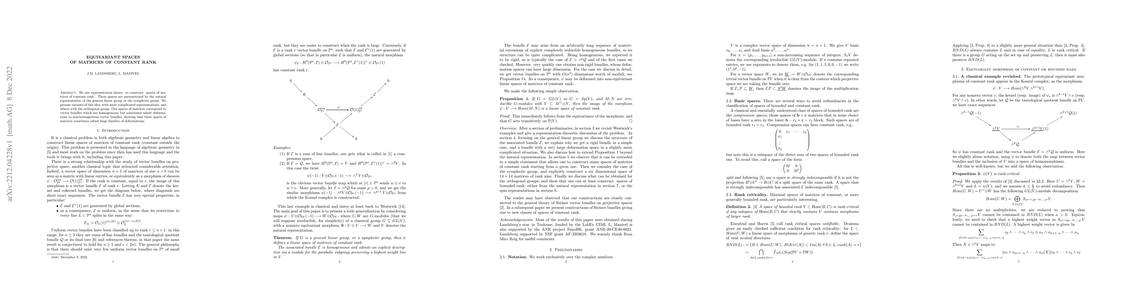 Thumbnail for Equivariant spaces of matrices of constant rank