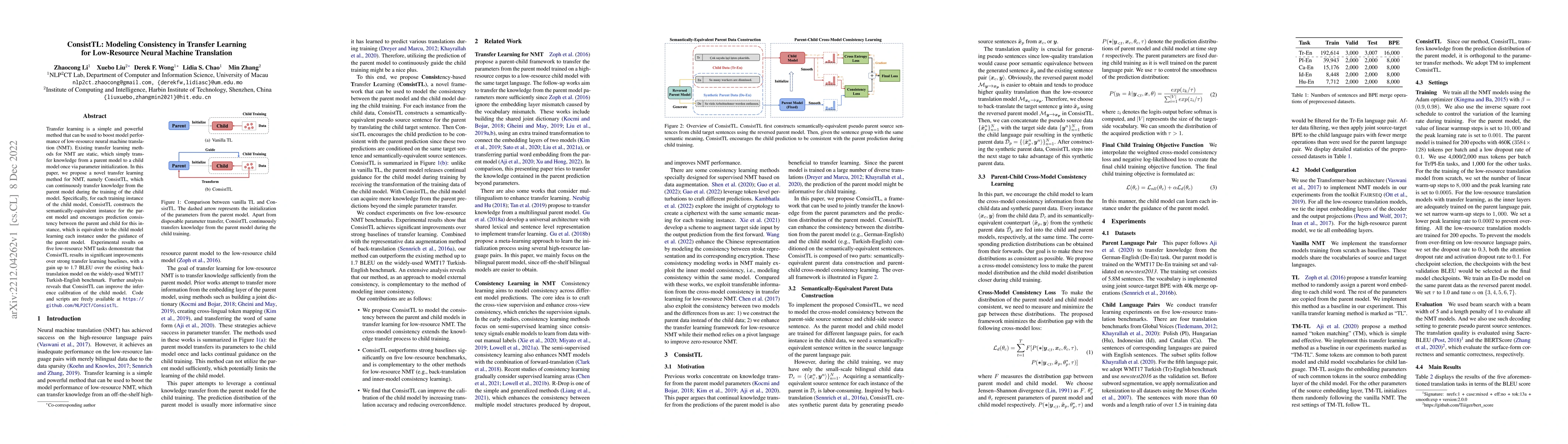 Thumbnail for ConsistTL: Modeling Consistency in Transfer Learning for Low-Resource
  Neural Machine Translation
