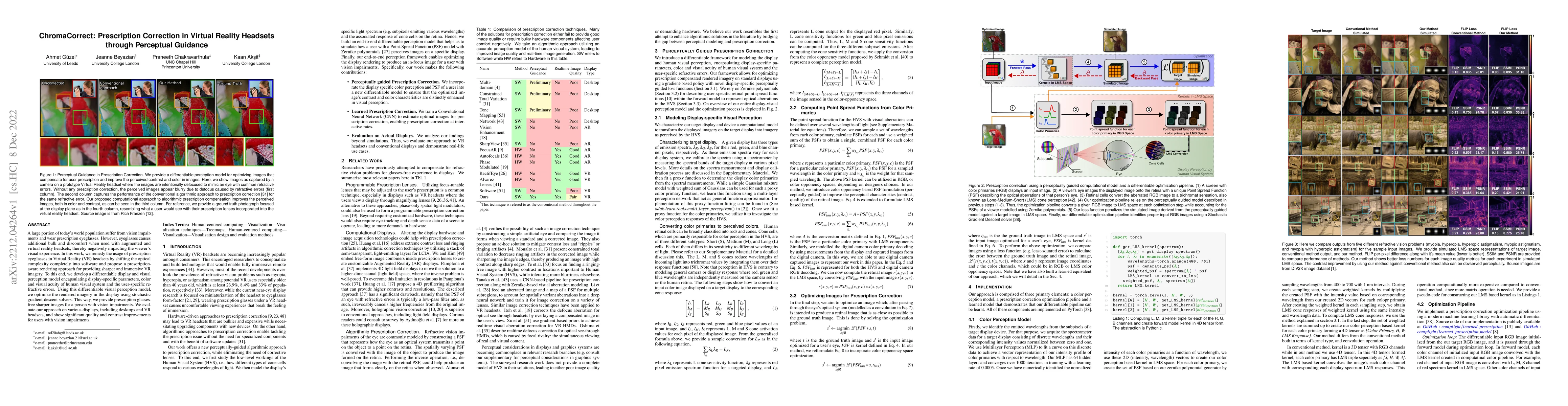 Thumbnail for ChromaCorrect: Prescription Correction in Virtual Reality Headsets
  through Perceptual Guidance