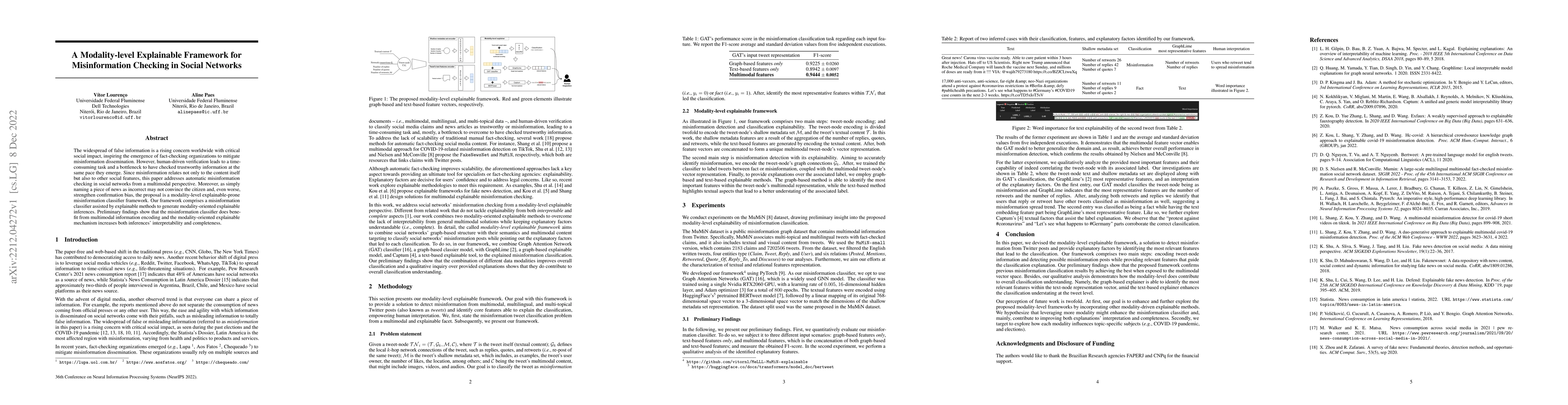 Thumbnail for A Modality-level Explainable Framework for Misinformation Checking in
  Social Networks