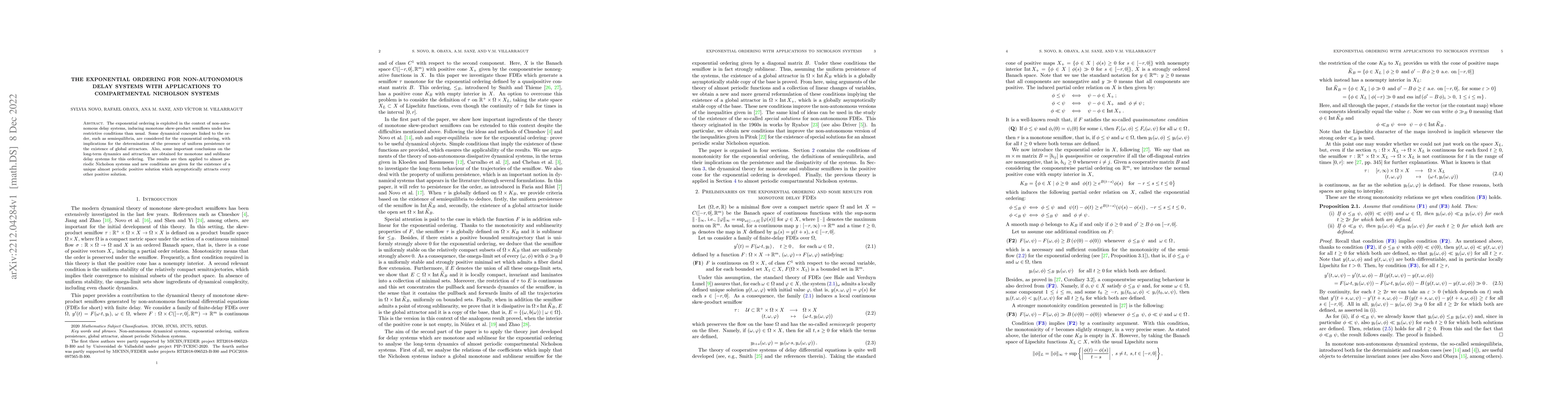 Thumbnail for The exponential ordering for non-autonomous delay systems with
  applications to compartmental Nycholson systems