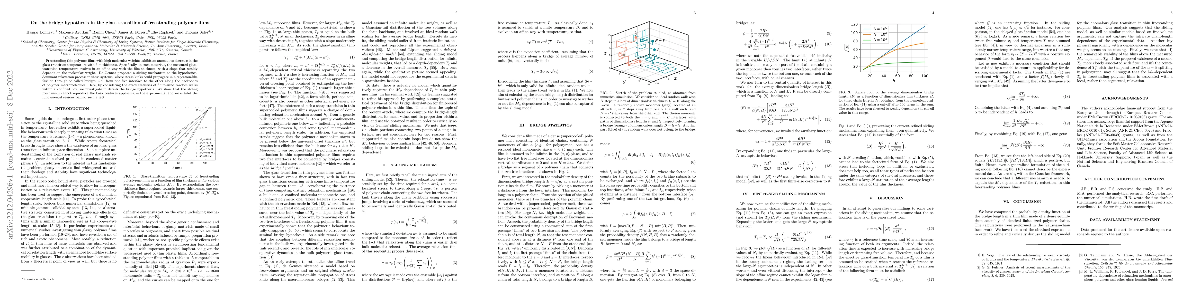 Thumbnail for On the bridge hypothesis in the glass transition of freestanding polymer
  films