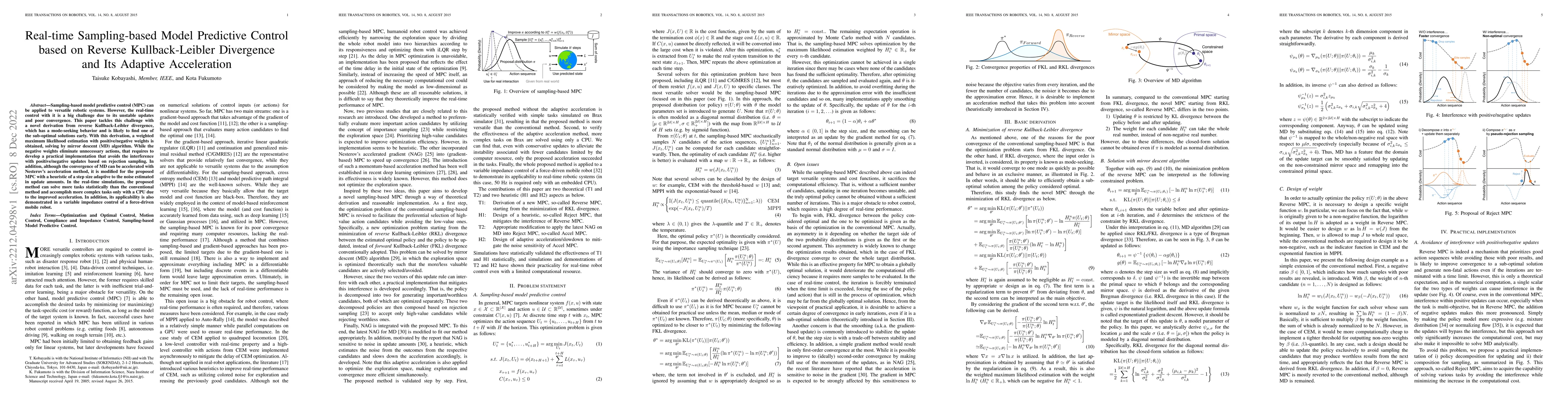 Thumbnail for Real-time Sampling-based Model Predictive Control based on Reverse
  Kullback-Leibler Divergence and Its Adaptive Acceleration