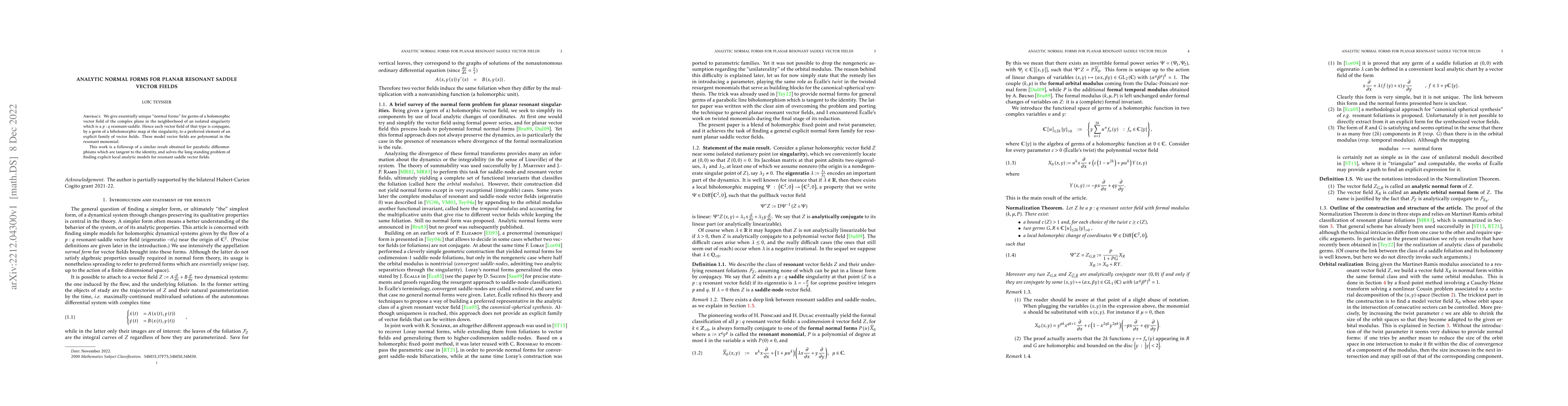 Thumbnail for Analytic normal forms for planar resonant saddle vector fields