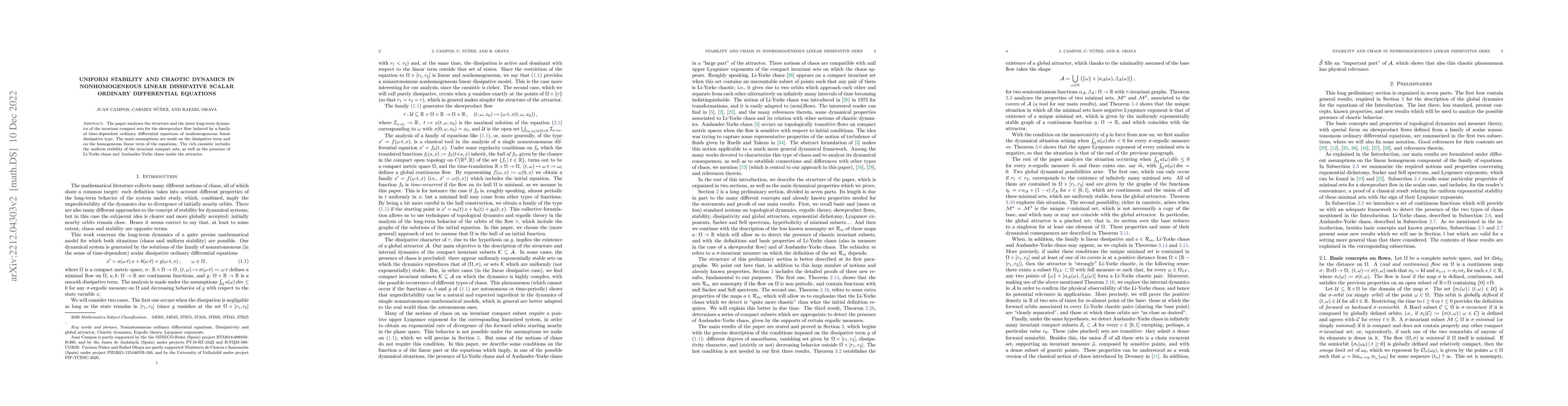 Thumbnail for Uniform stability and chaotic dynamics in nonhomogeneous linear
  dissipative scalar ordinary differential equations