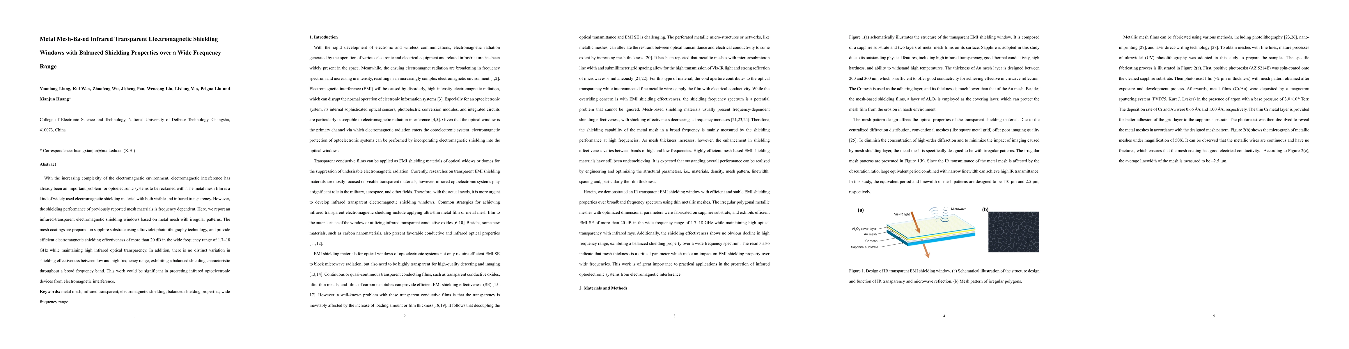 Thumbnail for Metal Mesh-Based Infrared Transparent Electromagnetic Shielding Windows
  with Balanced Shielding Properties over a Wide Frequency Range