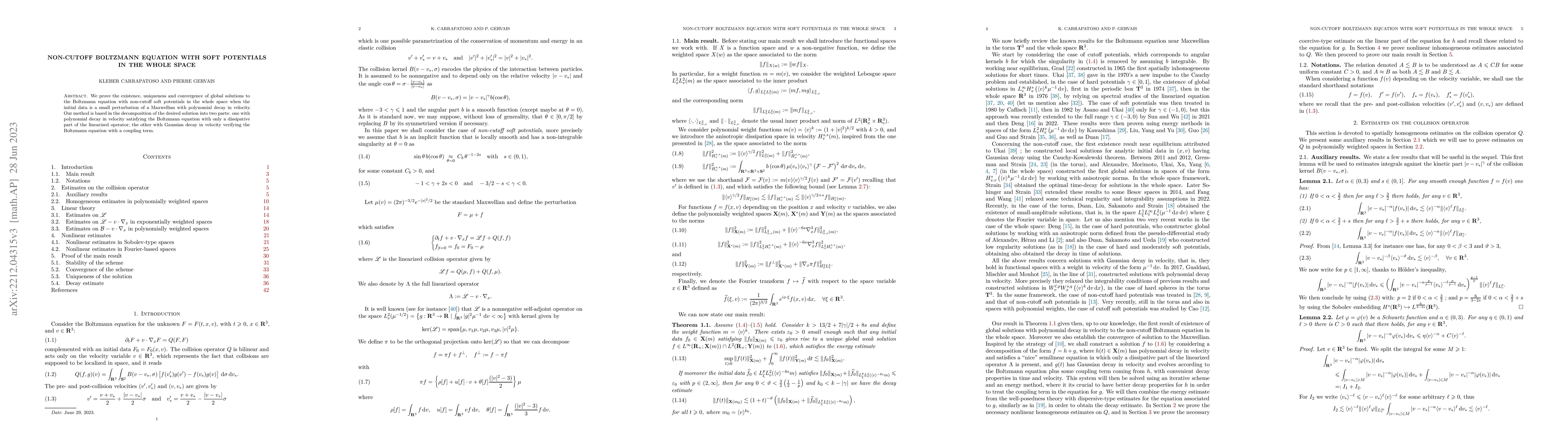 Thumbnail for Non-cutoff Boltzmann equation with soft potentials in the whole space