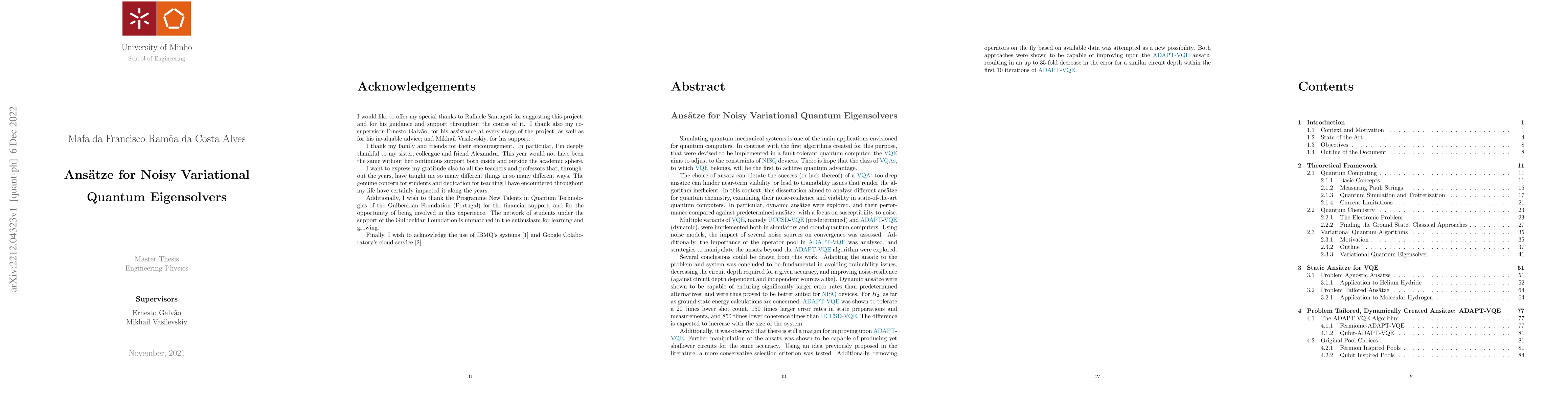 Thumbnail for Ans\"atze for Noisy Variational Quantum Eigensolvers
