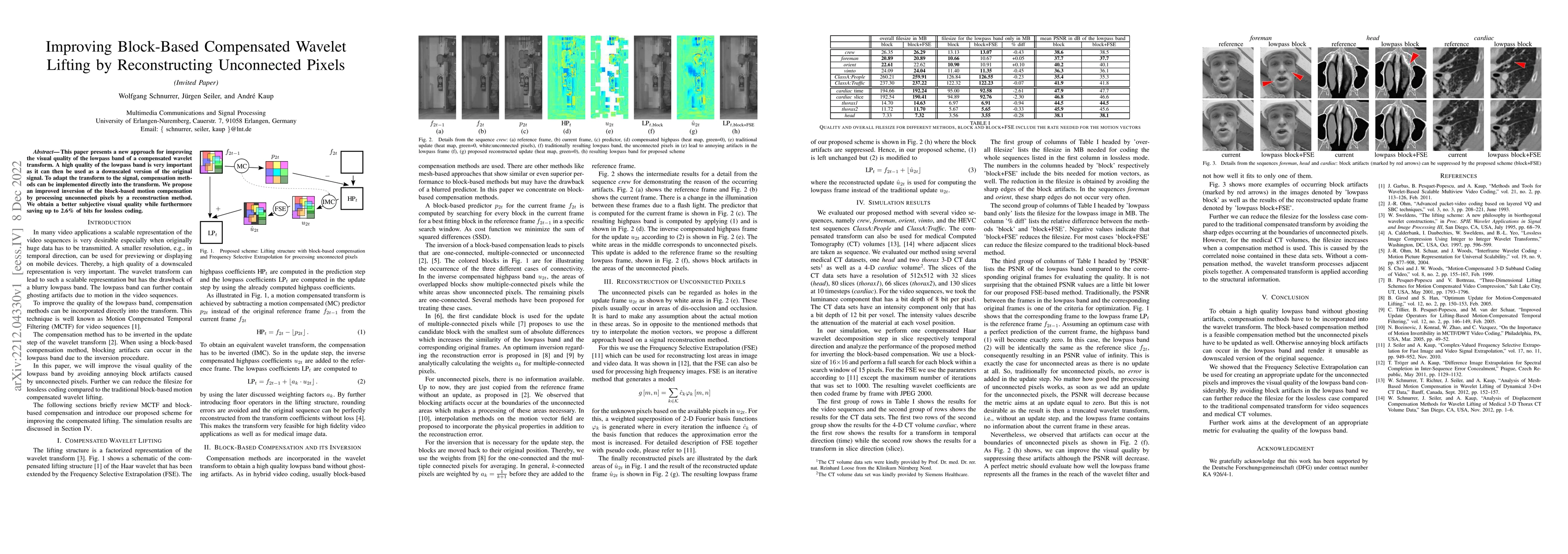 Thumbnail for Improving block-based compensated wavelet lifting by reconstructing
  unconnected pixels