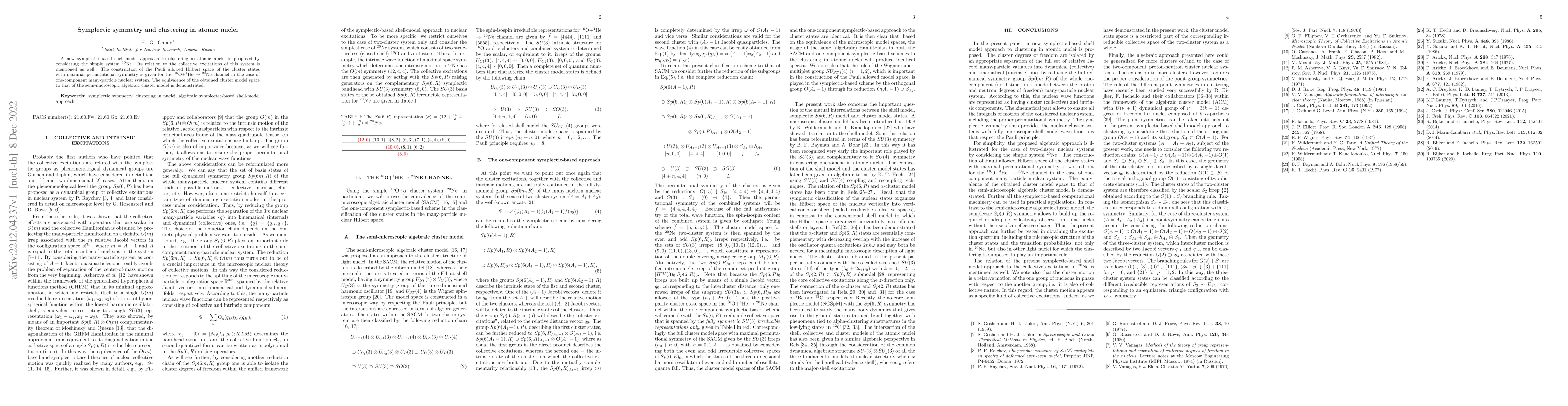Thumbnail for Symplectic symmetry and clustering in atomic nuclei