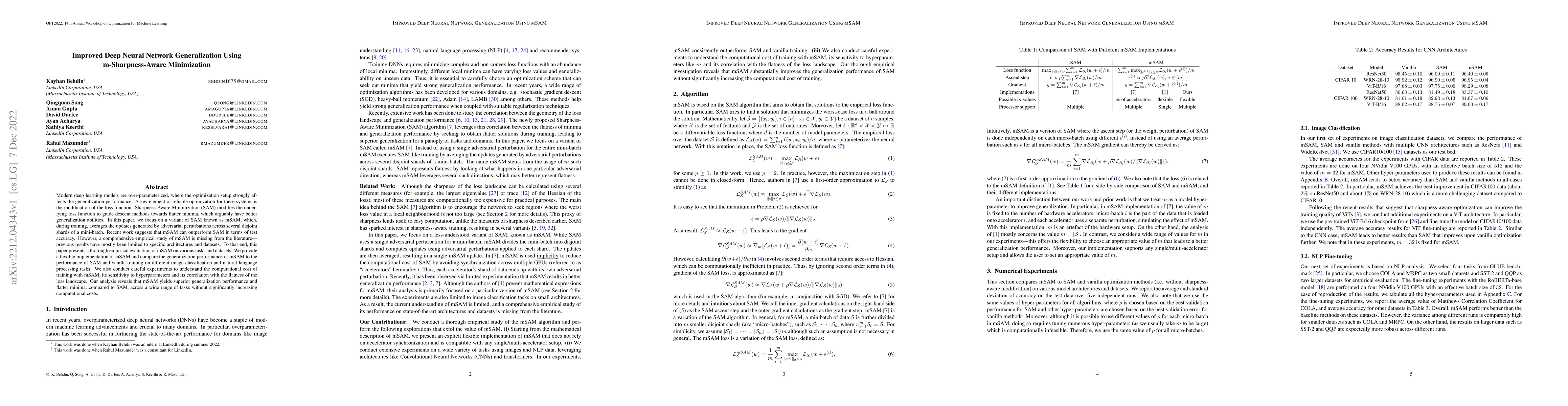 Thumbnail for Improved Deep Neural Network Generalization Using m-Sharpness-Aware
  Minimization