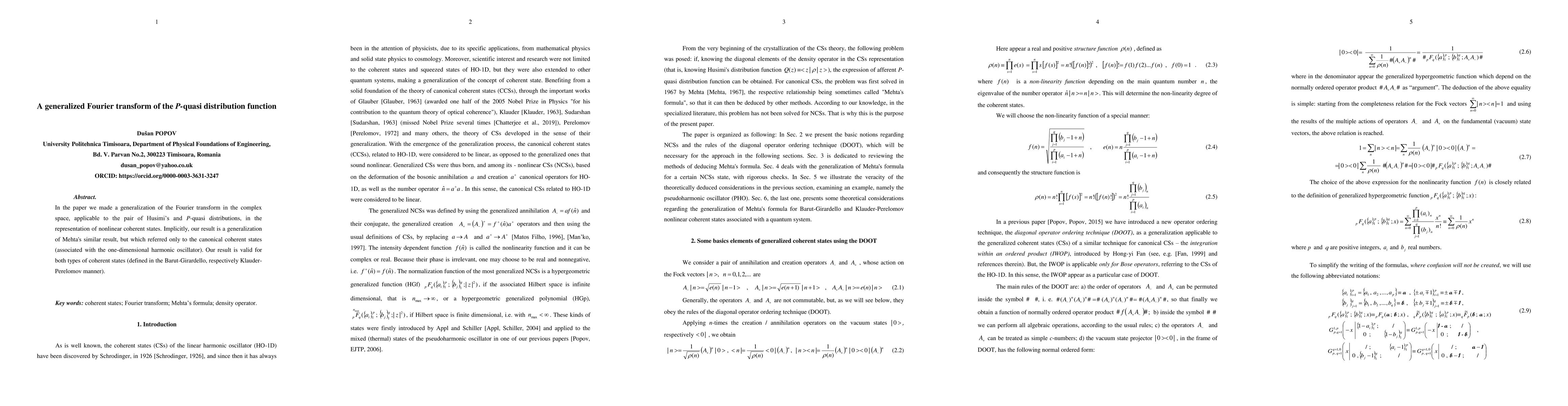 Thumbnail for A generalized Fourier transform of the P-quasi distribution function