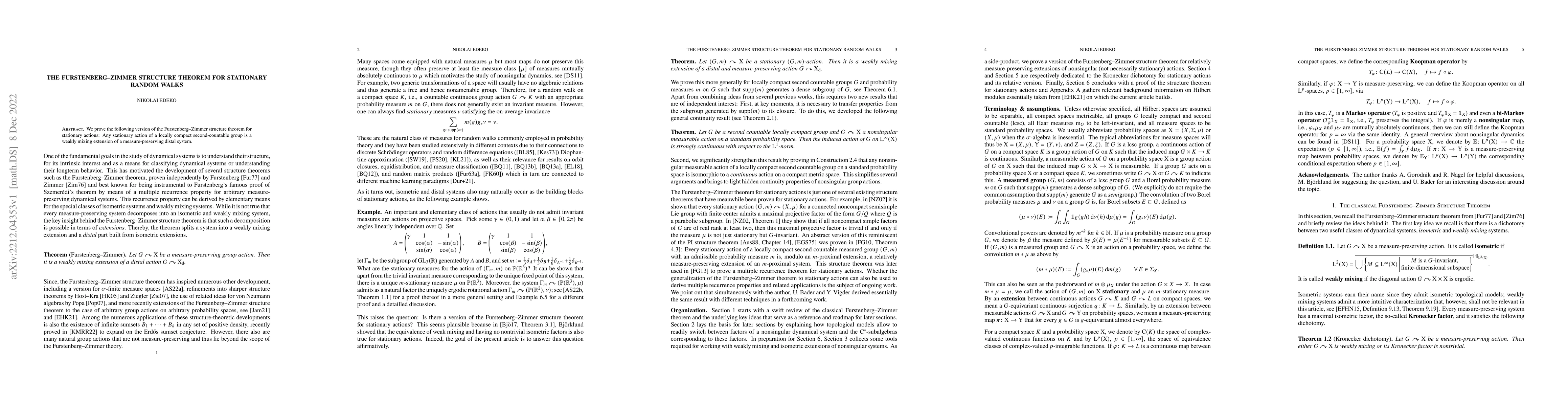 Thumbnail for The Furstenberg-Zimmer structure theorem for stationary random walks