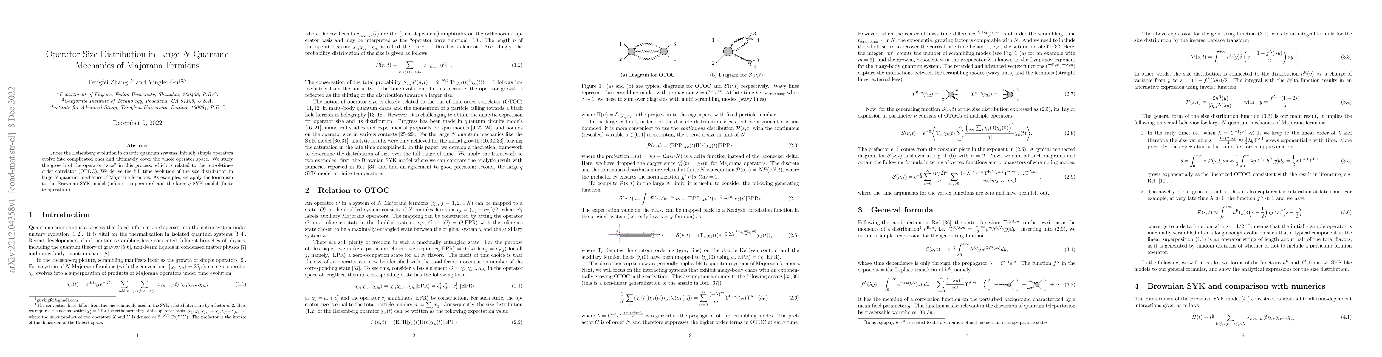 Thumbnail for Operator Size Distribution in Large $N$ Quantum Mechanics of Majorana
  Fermions
